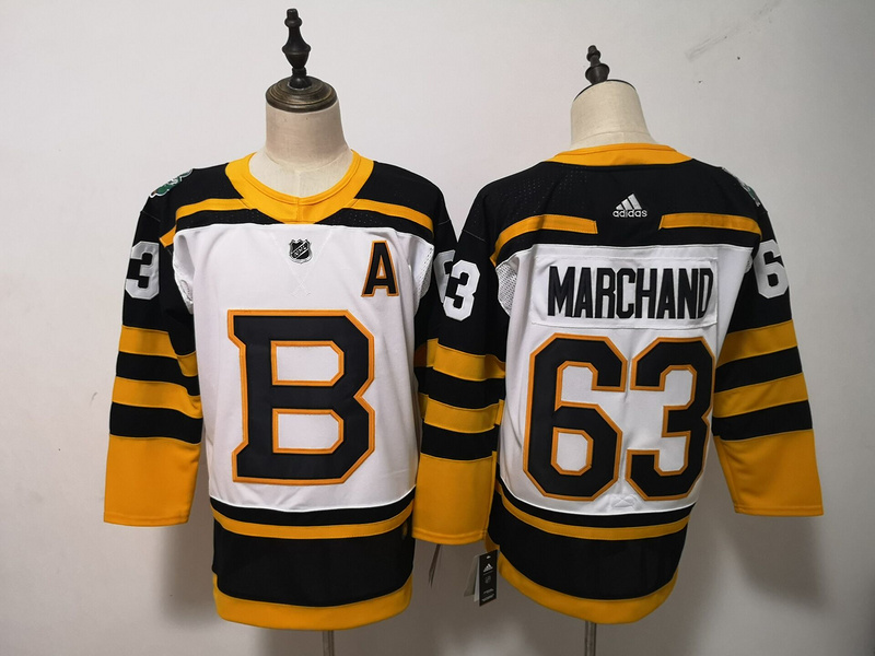 Men's Boston Bruins Brad Marchand #63 White Jersey